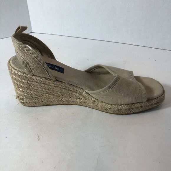 Ann Taylor Sandals Rope Wedge Heel Women's Size 7.5 Tan 3" Heel E1 - Picture 10 of 16
